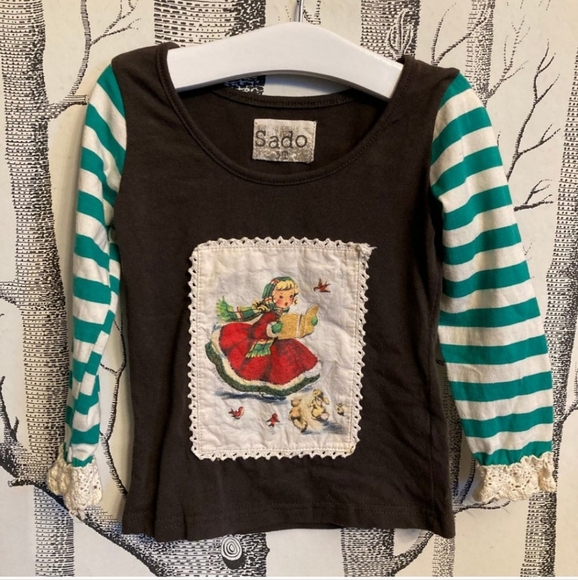 NWT Sado Christmas Carol long sleeve holiday top sz 3T - Picture 1 of 8
